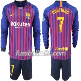 Fußballtrikots FC Barcelona Coutinho 7 Kinder Heim Trikotsatz 2018-2019 Langarm